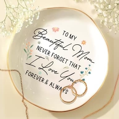 WANDER PRINTS Mothers Day Gifts For Mother - Ceramic Ring Dish Jewelry Tray for Mom - Never Forget That I Love You - Valentines Day Christmas Birthday Gifts for Mom from Daughter Son - Image 1
