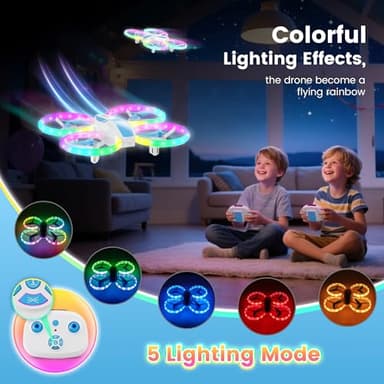 Mini Drone for Kids and Beginners with Fancy LED & Altitude Hold,Birthday Gift for Boys Girls,RC Drone with Propeller Protection,360°Flips,3 Speed Mode,Indoor Outdoor Mini Quadcopter Toy - Image 2