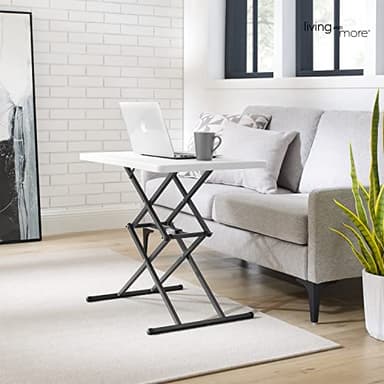 Living and More 28inch Height-Adjustable Personal Table, TV Tray, Portable Dinner Table, Multi-Purpose, Lightweight, No Assembly, Easy Fold and Storage, White - Image 2