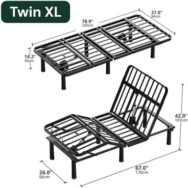 SunsGrove Twin XL Adjustable Bed Frame with Wireless Remote, Zero Gravity, Head & Foot Incline, Anti-Snore, Memory Presets, Quiet Motor, Electric Bed with Adjustable Leg Heights - Image 3