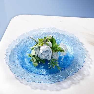 U-QE 60PCS Clear Blue Plates - Blue Plastic Plates Disposable&Reusable - Heavy Duty Plastic Plates for Party&Wedding Including 30 Dinner Plates 10" & 30 Appetizer Plates 7" - Image 3