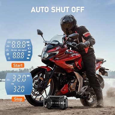 Tire Inflator Portable Air Compressor, 150 PSI Cordless Air Pump for Car Tire 12V DC Dual Power Battery Electric Bike Tire Pump with Pressure Gauge LED Light for Car, Motorcycle, Bicycle, Bike, Ball - Image 3