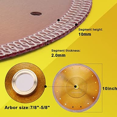 Solidure 10 Inch Wet Tile Saw Blade for Porcelain Ceramic Tile Granite Marble Cutting - Image 3