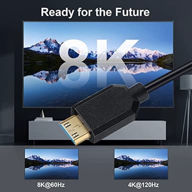 Qaoquda Mini HDMI to HDMI Coiled Cable, 90 Degree Angle 8K Mini HDMI Male to HDMI Male Spring Cord 2.1V 8K@60Hz 4K@120Hz for Tablet Graphics/Video Card, Laptop, and More (1.2M/4FT) (Left Angle) - Image 6