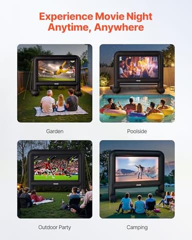 VEVOR 16FT Inflatable Movie Screen Outdoor, Inflatable Projector Screen with Portable Storage Bag, 16:9 Easy Set Up Movie Projection for Outdoor Backyard, Home Theater, Theme Party - Image 6
