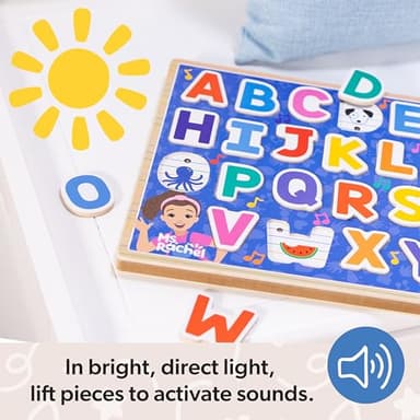 Melissa & Doug® Ms. Rachel™ Wooden Phonics Alphabet Sound Puzzle with Light-Activated Sound Effects, 24-Piece Toddler Toys for Boys and Girls Ages 2+ Years - FSC Certified - Image 2