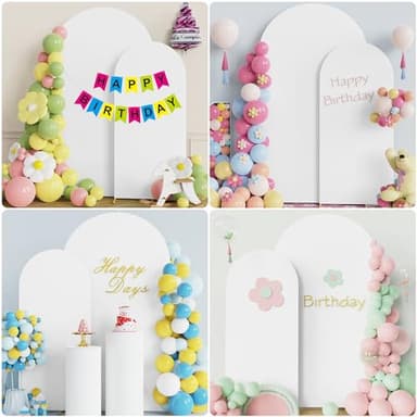 Wokceer Wedding Arch Backdrop Stand and Cover Set of 2 Metal Arch Stand with Arch Cover White 7.2FT, 6FT for Birthday Party Wedding Ceremony Bridal Baby Shower Event Decor - Image 5