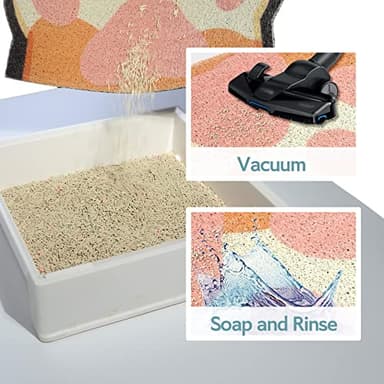 Rarenut Cute Cat Litter Mat 35”x24”, Litter Box Mat, Litter Trapping Mat, Soft on Kitty Paws, Easy Clean, Anti Slip, Pet Accessories, Door Floor mats - White Pink90*60 - Image 4