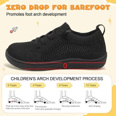 LeIsfIt Toddler Shoes Girls Boys Wide Shoes Kids Zero Drop Minimalist Sneakers Barefoot Slip on Tennis Sneakers Black 6 Toddler - Image 3