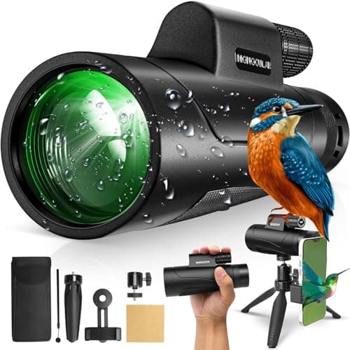 2025 Update - 80x100 Monocular Telescope High Powered for Smartphone High Definition Monoculars for Adults with Adapter/Tripod for Bird Watching Hiking Hunting Camping Traveling Outdoor (Black New) - Image 1