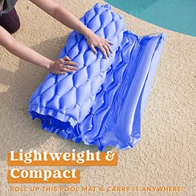 SLOOSH Inflatable Pool Floats Raft,Floating Lounge for Adults,64x32 inch Swimming Mat Pool Mattress with Headrest,2 Pieces Float Air Mat for Summer Water Beach Fun,Dark Blue,Orange - Image 4