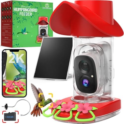 birdsnap® Hummingbird Feeder with Camera Solar Powered, 2K Live Stream AI Bird Identification with 32GB Card Ant Moat Weatherproof WiFi Smart Bird Feeder Camera for Outdoor Birds Watching Gifts - Image 1