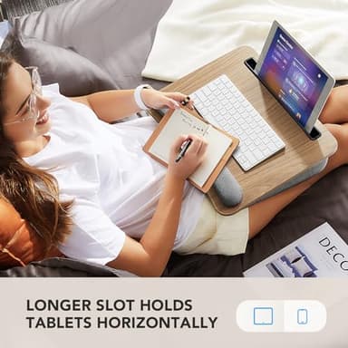 HUANUO Portable Lap Laptop Desk with Pillow Cushion, Fits up to 15.6 inch Laptop, with Anti-Slip Strip & Storage Function for Home Office Students Use as Computer Laptop Stand, Book Tablet - Image 6