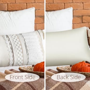 Silkena Decorative Lumbar Pillow Cover 14x36 Boho Long Body Pillow Cover for Bed Beige Farmhouse Neutral Accent Textured Throw Pillowcase for Bedroom Living Room Couch Sofa Home Decor (Cover ONLY) - Image 6