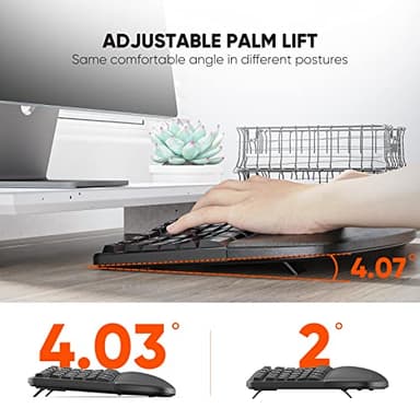 MEETION Ergonomic Wireless Keyboard and Mouse, Ergo Keyboard with Vertical Mouse, Split Curved Keyboard with Wrist Rest, Natural Typing Rechargeable Full Size, Windows/Mac/Computer/Laptop, Large Size - Image 4