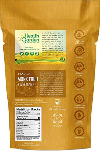 Health Garden Monk Fruit Sweetener, Classic - Non GMO - Gluten Free - Sugar Substitute - Kosher - Keto Friendly (1 Pound (2 Packs)) - Image 2