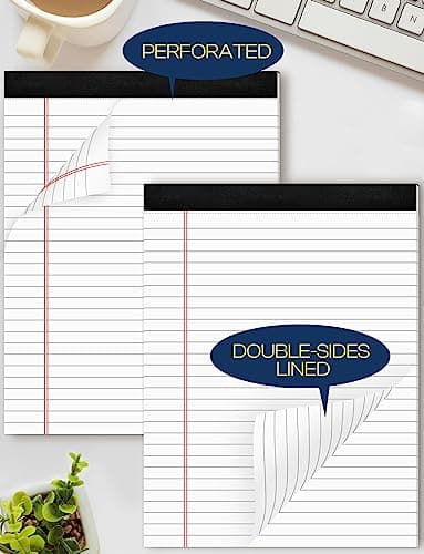 6 Pack 8.5 x 11 Legal Pads for Office Supplies Paper Pads 8.5 x 11 White Note Pads for Work Lined Writing Pads Notebook White Legal Pads Wide Ruled Notepads 30 Sheets Per Writing Pad Legal Note Pad - Image 5