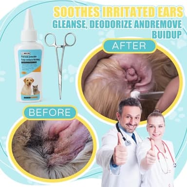 OMYGYM Ear Powder for Dogs and Cats - 50g/1.8 oz – Dog Ear Infection Treatment with Dog Ear Hair Removal Tool – Ear Powder for Dogs Plucking & Hair Removal – Clears Wax, Odor - Image 2