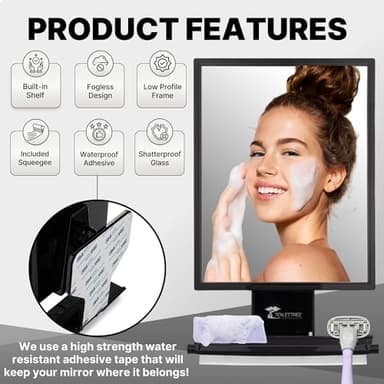 ToiletTree Products Fogless Shower Mirror - Anti-Fog Mirror - Adjustable Shaving Mirror with a Squeegee - Rust-Proof, Impact-Resistance Bathroom Shower Mirror - Tall - Image 6