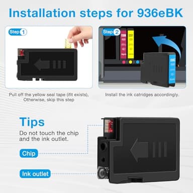 936XL 936e Ink Cartridges Combo Pack Replacement for HP 936e Ink 936XL Black and 936 Color Combo Pack for HP OfficeJet Pro 9120e 9125e 9122e 9128e 9130e 9135e 9110b 9130b 9730e (4 Pack with Chip) - Image 6