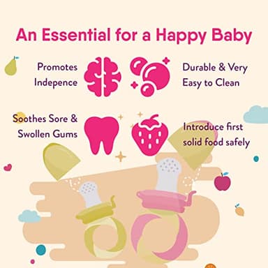 NatureBond Baby Food Feeder/Fruit Feeder Pacifier Nibbler (2 Pack) - Infant Teething Toy Teether Weaning in Appetizing Colors | + Additional Silicone Sacs - Image 6