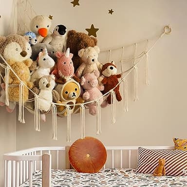 Stuffed Animal Storage Hammock or Net Corner - Large Toy Hammock Net for Stuffed Animals Room Decor - Cute Stuff Animal Organizer Plush Holder - Kids Baby Nursery Essentials Wall Bedroom Home Decor - Image 2