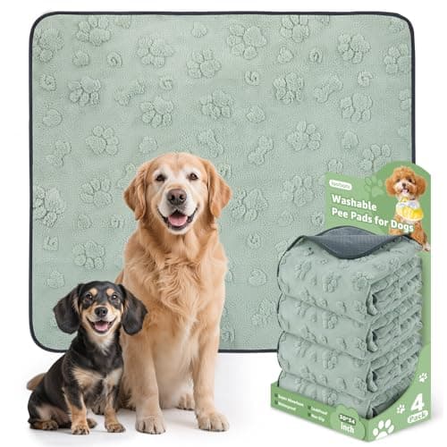 LOOBANI Washable Pee Pads for Dogs: 4 Pack Super Absorbent Reusable Puppy Pads, Leakproof and Waterproof Dog Training Pads Whelping Pads for Potty, Floor, Crate, Couch, Bed and Travel, 30"x34" - Image 1