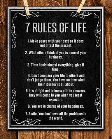 AMERICAN LUXURY GIFTS 7 Rules of Life Inspirational Wall Art Print - 8x10” Vintage Rustic Print For Home, Bedroom, Office & Cabin Decor & Great Happiness Reminders for All! Unframed - Image 7