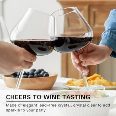 WOTOR Red Wine Glasses Set of 4, 25 Oz Large Burgundy Wine Glasses with Long Stem, Hand Blown Crystal Wine Glasses - Light, Ultra-thin, Gift Packaging for Wedding, Anniversary (Clear) - Image 4