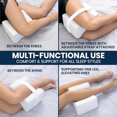 Everlasting Comfort Memory Foam Knee Pillow for Side Sleepers – Sciatica Pain Relief Pillow, Adjustable Strap Support – Leg Pillows for Sleeping Alignment, Knees, Back & Hip Cushion - Image 6