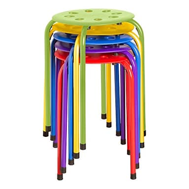 Norwood Commercial Furniture Stacking Stools for Kids and Adults, 17.75" Standard Height Portable Nesting Office and Classroom Stools, Assorted Color, Pack of 5 - Image 1