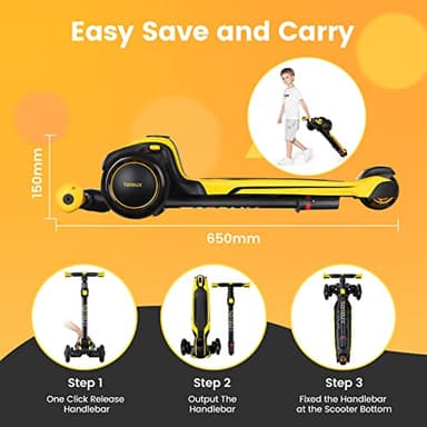TONBUX Kids Scooter for Age 3-12, Toddler Scooter with 4 Adjustable Heights, Light Up 3-Wheels Scooters, Shock Absorption Design, Lean to Steer, Balance Training Scooters for Kids - Image 8