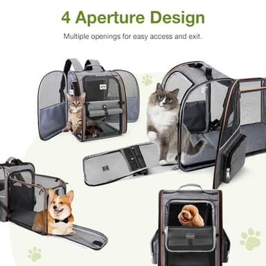 Lekebobor Large Cat Backpack Carrier Expandable Pet Carrier Backpack for Small Dogs Medium Cats Fit Up to 18 Lbs, Dog Backpack Carrier, Foldable Puppy Backpack Carrier for Travel, Hiking,Grey - Image 5