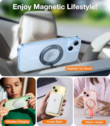 TORRAS Magnetic Case for iPhone 14/15, Compatible with MagSafe, Clear Blue - Image 5
