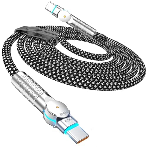 USB C to USB C Cable 10FT 240W, 180°Rotating USB C Cable Braided Type C Charger Cable Fast Charge for iPhone 16/16Pro/16Plus/16ProMax,MacBook Air,iPad Pro,Pixel,Samsung Galaxy S23/S24 Ultra-Black - Image 1