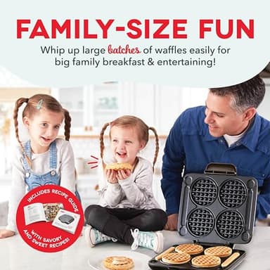 DASH Multi Mini Waffle Maker - Four 4” Waffle Molds, Nonstick Waffle Iron with Quick Heat-Up, Nonstick Surface - Perfect Mini Waffle Maker for Kids and Families, Just Add Batter - Image 5