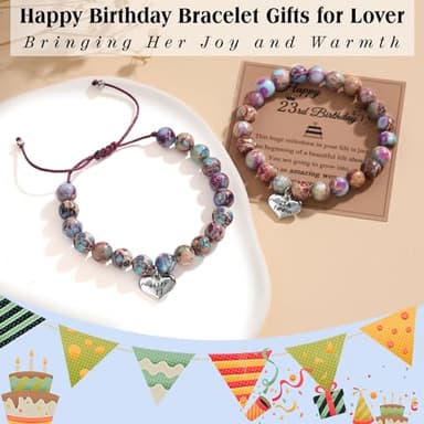 Sistble Gifts for 24 Year Old Women Bead Bracelets for Women Birthday Gifts Love Heart Bracelet Cute Jasper Stone Christmas Gift for Wife Jewelry - Image 6
