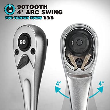 DURATECH 1/2 Ratchet Handle, 90-Tooth Socket Wrench, Reversible Ratchet Wrench, Quick-release - Image 3