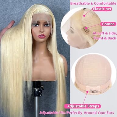 GZX 30 Inch 613 Lace Front Wig Human Hair 13x4 HD Transparent Straight Lace Front Wigs Human Hair 180% Density Glueless Wigs Natural Hairline - Image 5