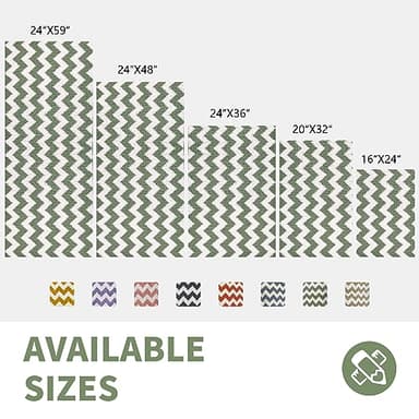 CozeCube Chenille Bathroom Rugs 36" x 24", Soft Microfiber Chevron Bath Mats for Bathroom, Non Slip Shaggy Bath Rugs Machine-Washable, Plush Absorbent Shower Mat, Sage Green - Image 2