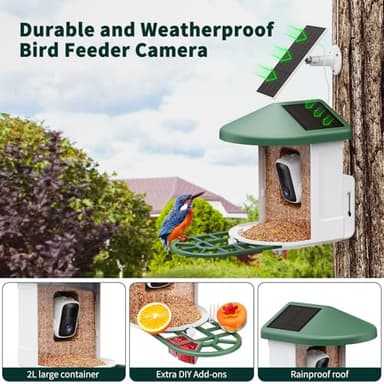 HARYMOR Bird Feeder with Camera with AI Identify Birds Species Solar Panel, Smart Bird House with Cam, 2K Live View, Instant Arrival Alerts - Image 3