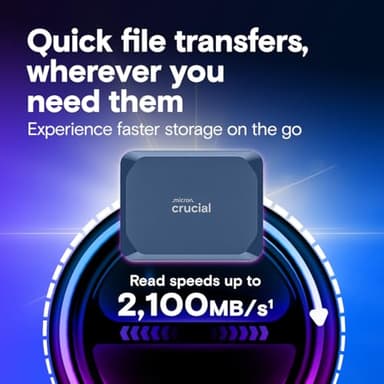 Crucial X10 2TB Portable SSD, Up to 2,100MB/s, USB 3.2 USB-C, External Solid State Drive, Compatible with Windows, Mac & Android, Durable Storage for Games, Photos & Files, Blue - CT2000X10SSD9-02 - Image 3