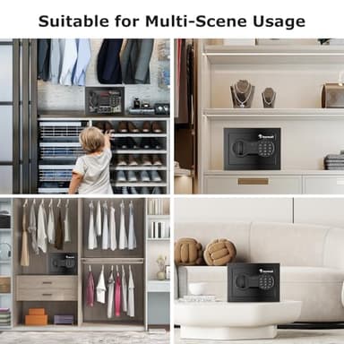 Bonsaii Safe Box with Electronic Keypad, Steel Security Lock Box with Key, 0.23 Cubic Feet, 9.06" W x 6.69" D x 6.69" H, Small Hidden Safe for Cash Jewelry - Image 7