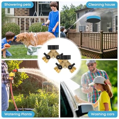 Stanbroil Garden Hose Splitter 2 Way, Heavy Duty Hose Y Splitter with Shutoff Valve, 3/4" Brass Connector Tap Splitter, 2 Packs - Image 7