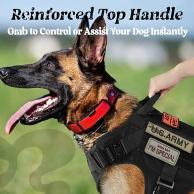 rabbitgoo Tactical Dog Harness Medium Sized, Heavy Duty Pet Harness with Handle, No-Pull Service Vest Medium Breed, Adjustable Military Dog Vest for Training Hunting Walking, Black, M - Image 4