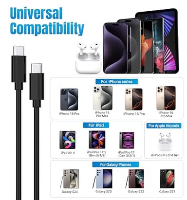 USB-C Charger 30W Super Fast Charging, Type C Block Adapter Plug Cable Cord 6ft for iPhone 17,17 Air,17 Pro,17 Pro Max, iPhone 16,16 Plus,16 Pro,16 Pro Max, iPhone 15, iPad Pro 12.9/11 - Image 4