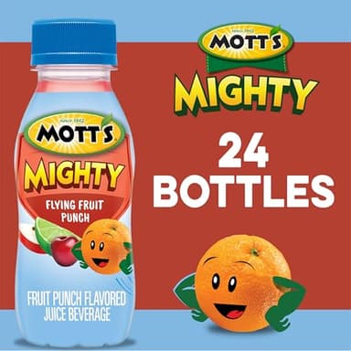 Mott's Mighty Flying Fruit Punch Juice Drink, 8 Fl Oz Bottles, 24 Count (4 Packs Of 6), 100% Fruit Juice with Purified Water, Vitamins A, C And E, No Artificial Flavors, Colors or Sweeteners - Image 3