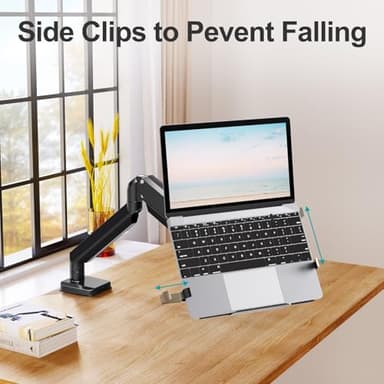 MOUNT PRO Laptop Arm Mount for Desk, 2 in 1 Function Monitor Laptop Stand, Fits Max 17" Notebook and 32" Computer Screen, Aluminum Single Monitor Holder with Adjustable Tray, Holds up to 19.8lbs - Image 8