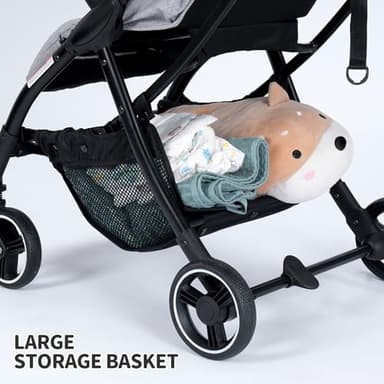 OneBlis Lightweight Baby Strollers, 2-in-1 Convertible Infant Stroller with Bassinet Mode, One-Handed Folding Stroller for Toddler for Travel Includes Raincover, Bumper Bar, Cupholder, Grey - Image 4