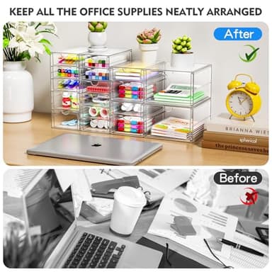 Acrylic Makeup Organizer with 13 Drawers, Bathroom Counter Organizer, Acrylic Organizers, Desk Organizer, Office Supplies, Storage Drawers for Cosmetic, Pencil, Coffee, etc 3 Pack - Image 7